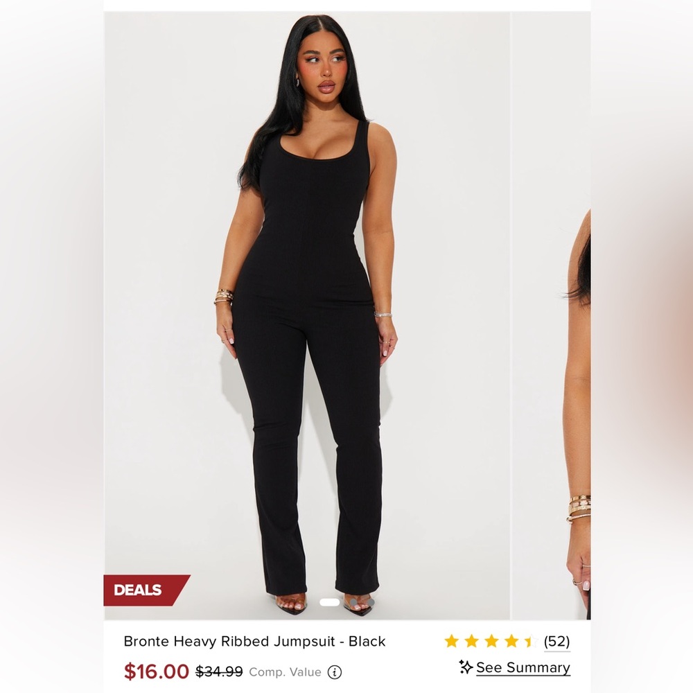 Fashion Nova Black Ribbed Jumpsuit